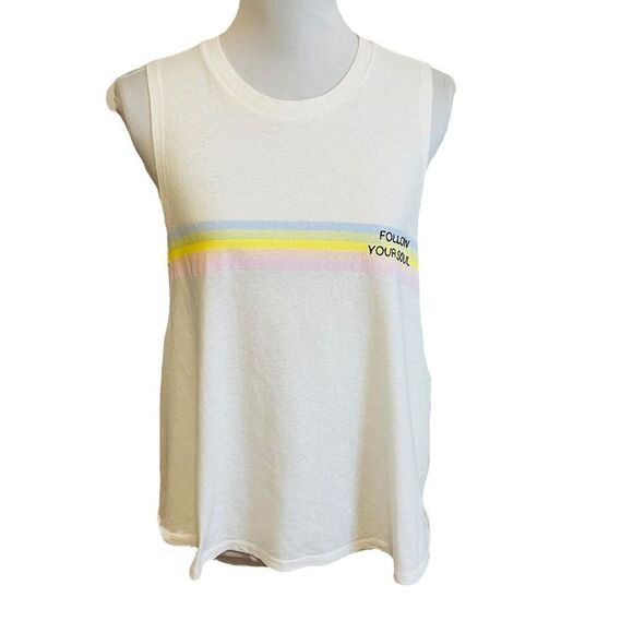 Spiritual Gangster Follow Your Soul Tank White Rainbow Size Medium - Picture 1 of 11